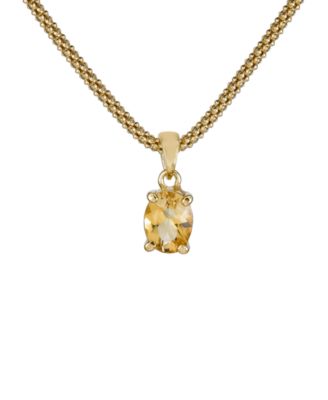 Macy's - Citrine Oval Pendant Necklace (1-1/10 ct. t.w.) in 14k Gold-Plated Sterling Silver, 17" + 1-1/5" extender