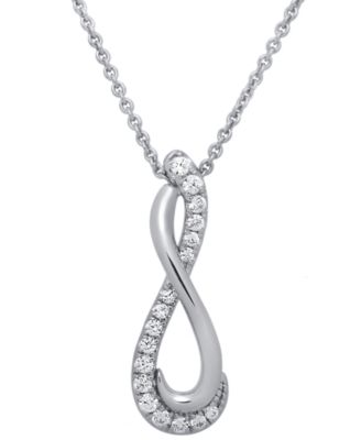 Macy's - Diamond Infinity Pendant Necklace (1/5 ct. t.w.) in Sterling Silver, 16" + 2" extender