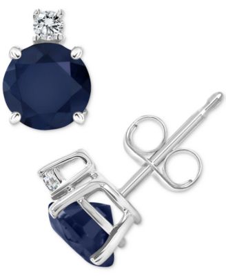 Macy's - Emerald (1 ct. t.w.) & Diamond Accent Stud Earrings in 14k White Gold (Also in Ruby & Sapphire)