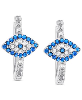 Macy's - Lab-Created Blue Spinel (1/3 ct. t.w.) & Cubic Zirconia Hoop Earrings