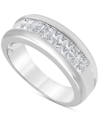 Macy's - Men's Diamond Princess-Cut Band (1 ct. t.w.) in 10k White, Yellow or Rose Gold