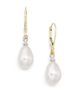 Macy's - Cultured Freshwater Pearl Earrings in 10k Gold or White Gold (8mm)