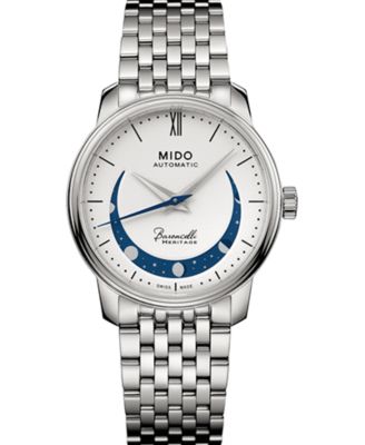 Mido - Women's Swiss Automatic Baroncelli Smiling Moon Stainless Steel Bracelet Watch 33mm