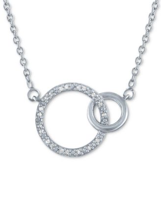 Macy's - Diamond Accent Interlocking Circles Pendant Necklace in Sterling Silver, 16" + 2" extender