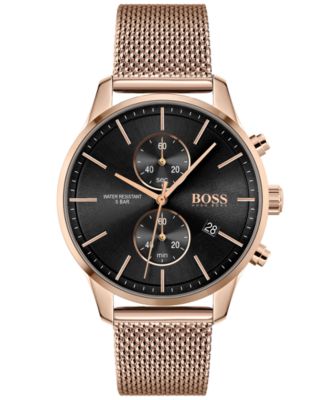 Hugo Boss - Men's Chronograph Associate Carnation Gold-Tone Stainless Steel Mesh Bracelet Watch 42mm