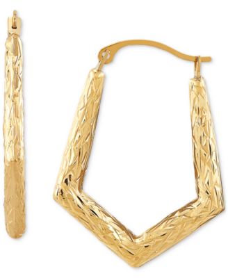 Macy's - Textured Knife Edge Geometric Hoop Earrings in 10k Gold