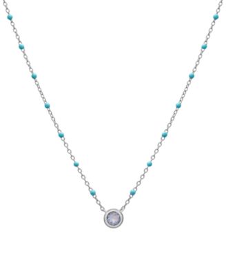 Macy's - Birthstone Gemstone Necklace in Sterling Silver, 16" + 2" extender