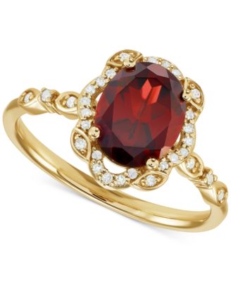 Macy's - Garnet (2-1/4 ct. t.w.) & Diamond (1/8 ct. t.w.) Halo Ring in 14k Gold