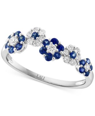 LALI Jewels - Sapphire (3/8 ct. t.w.) & Diamond (1/5 ct. t.w.) Flower Ring in 14k White Gold