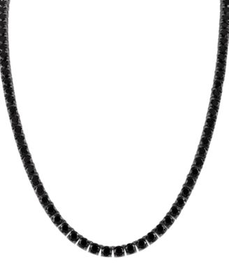 Bulova - Men's Icon Black Spinel (1/10 ct. t.w.) Tennis 22" Necklace in Black-Plated Sterling Silver