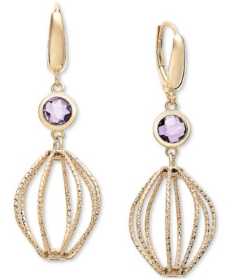 Macy's - Amethyst Bezel Chandelier Drop Earrings (1-5/8 ct. t.w.) in 14k Gold-Plated Sterling Silver