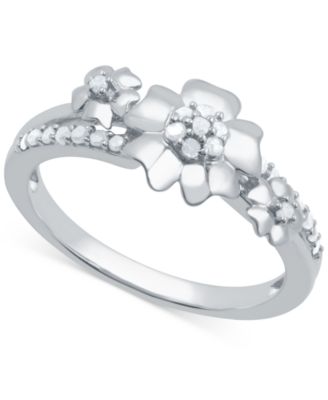 Macy's - Diamond Flower Ring (1/6 ct. t.w.) in Sterling Silver