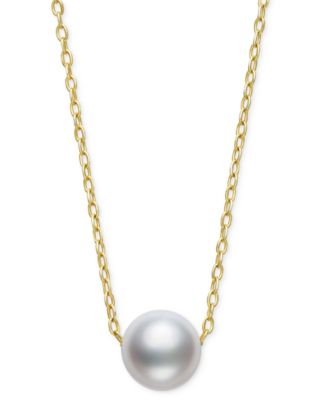 Belle de Mer - Cultured Freshwater Pearl (7mm) Slide Pendant Necklace, 16" + 2" extender