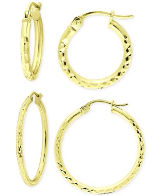 Macy's - 2-Pc. Set Textured Small Hoop Earrings