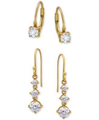 Giani Bernini - 2-Pc. Set Cubic Zirconia Leverback & Drop Earrings in 18k Gold-Plated Sterling Silver