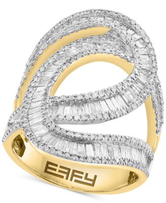 EFFY Collection - Diamond Baguette Swirl Statement Ring (2-1/10 ct. t.w.) in 14k Gold