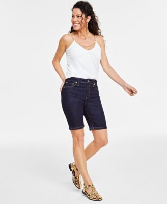 I.N.C. International Concepts - Women's High-Rise Denim Bermuda Shorts, Created for Macy's