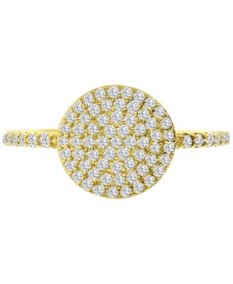 Macy's - Cubic Zirconia Pav&eacute; Circle Cluster Ring in 14k Gold-Plated Sterling Silver