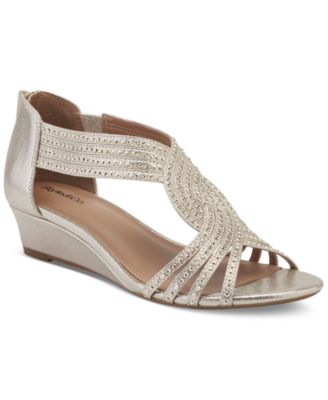 Style & Co - Ginifur Embellished Satin Strappy Wedge Sandals