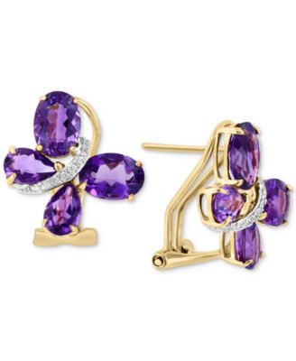 EFFY Collection - Amethyst (3-7/8 ct. t.w.) & Diamond (1/20 ct. t.w.) Butterfly Statement Earrings in 14k Gold
