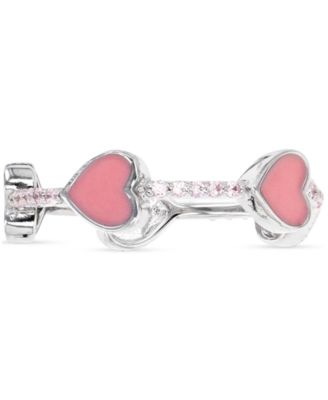Macy's - Cubic Zirconia & Pink Enamel Heart Eternity Band in Sterling Silver