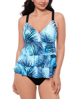 Swim Solutions - Women's Leaf It Alone Tiered Fauxkini One-Piece Swimsuit