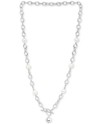 EFFY Collection - Freshwater Potato Pearl (9mm) Open Link 21-1/2" Toggle Necklace in Sterling Silver