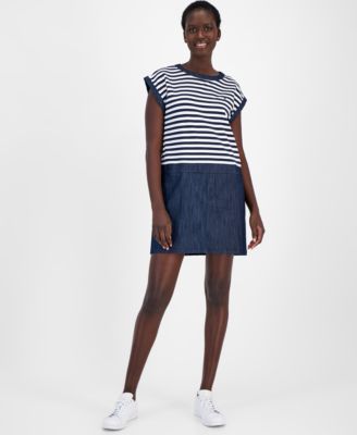 Nautica Jeans - Women's Colorblocked Striped Shift Dress