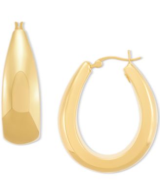 Macy's - Polished Graduated Oval Medium Hoop Earrings in 14k Gold, 1.1"