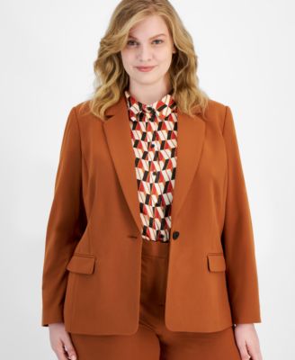 Tahari ASL - Plus Size Notched Collar One-Button Blazer