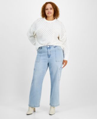 And Now This - Trendy Plus Size Utility Jeans