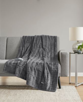 Sharper Image - Heated Faux-Fur Throw, 50" x 60"