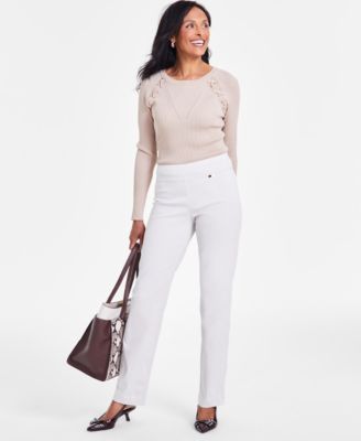 I.N.C. International Concepts - Women's Tummy-Control Pull-On Straight-Leg Pants, Created for Macy's