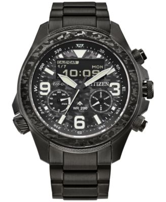 Citizen - Men's Chronograph Promaster Land Gray-Tone Stainless Steel Bracelet Watch 44mm