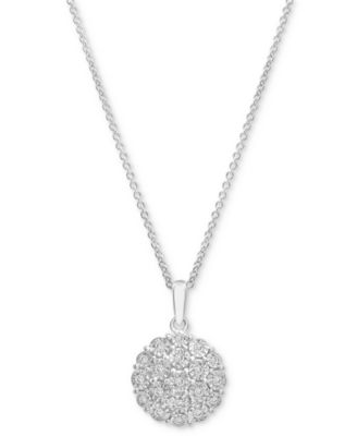 Macy's - Diamond Cluster 18" Pendant Necklace (1/10 ct. t.w.) in Sterling Silver, Created for