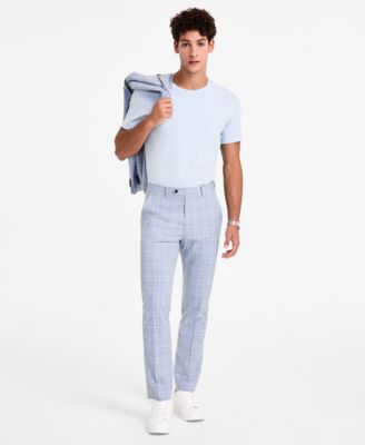 Alfani - Men's Slim-Fit Plaid Suit Pants