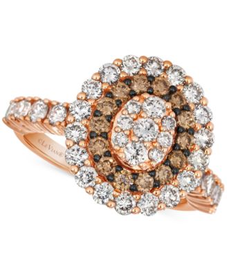 Le Vian - Chocolate Diamond & Nude Diamond Halo Cluster Ring (2 ct. t.w.) in 14k Rose Gold