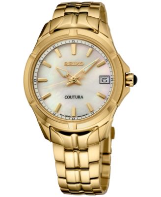 Seiko - Women's Coutura --k Gold Plated Stainless Steel Bracelet Watch 34mm