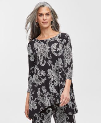 JM Collection - Petite Paisley-Print Swing Top