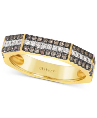 Le Vian - Chocolate Diamond & Vanilla Diamond Three Row Ring (3/8 ct. t.w.) in 14k Gold