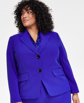 Kasper - Plus Size Stretch Crepe Two-Button Notch-Collar Blazer