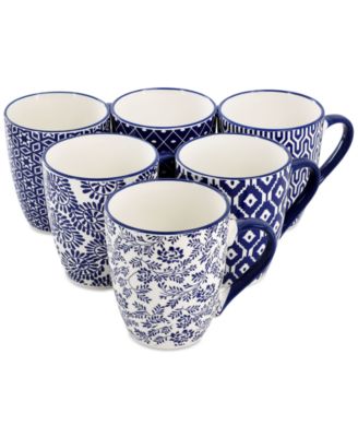 Elama - Stoneware Assorted Mugs, Set of 6