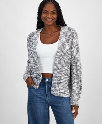 Hippie Rose - Juniors' Open-Front Long-Sleeve Oversize Cardigan