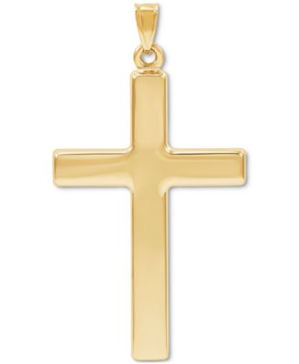 Macy's - Men's High-Polished Simple Large Cross Pendant in 14k Gold