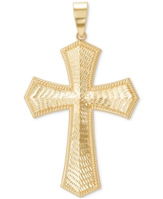 Macy's - Men's Textured Raised Border Cross Pendant in 10k Gold