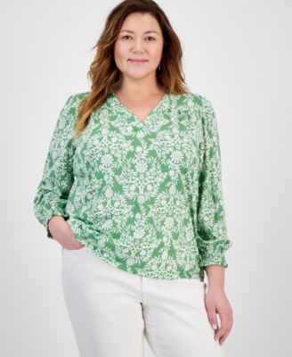 Style & Co - Plus Size Floral Medallion V-Neck Top