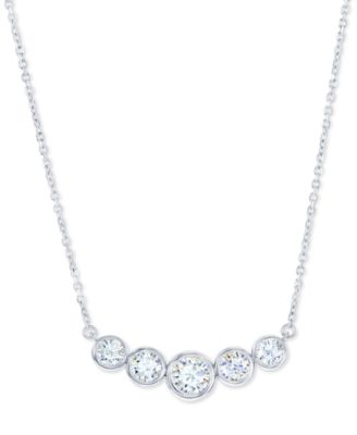 Macy's - Diamond Bezel Graduated Bar Necklace (1-1/5 ct. t.w.) in 14k Gold, 16" + 2" extender