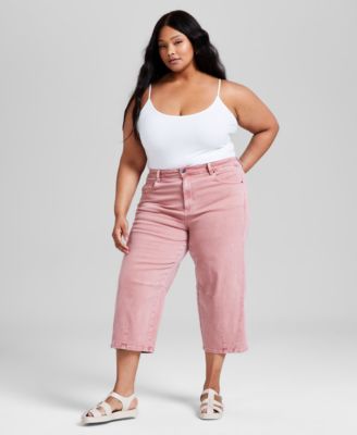 And Now This - Trendy Plus Size Barrel-Leg Cropped Pants