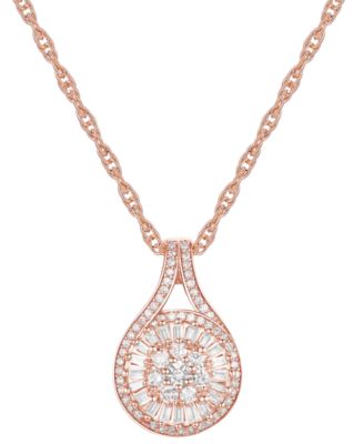 Macy's - Diamond Baguette Cluster Pendant Necklace (1/2 ct. t.w.)