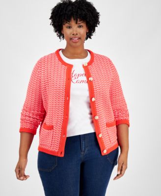 On 34th - Plus Size Cotton Jacquard Cardigan